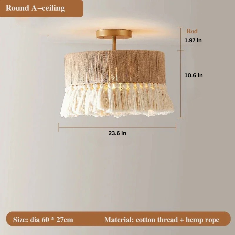 Celestial Aura | Bohemian Vintage Hemp Pendant Lights