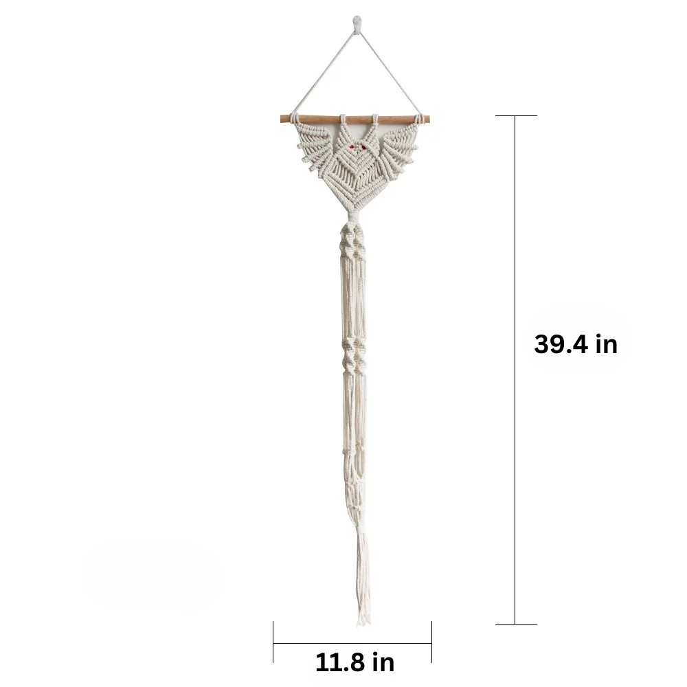Nordic Echo | Bat Woven Macrame Tapestry | White