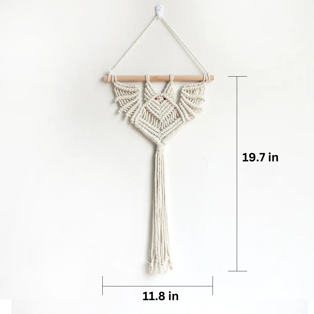 Nordic Echo | Bat Woven Macrame Tapestry | White