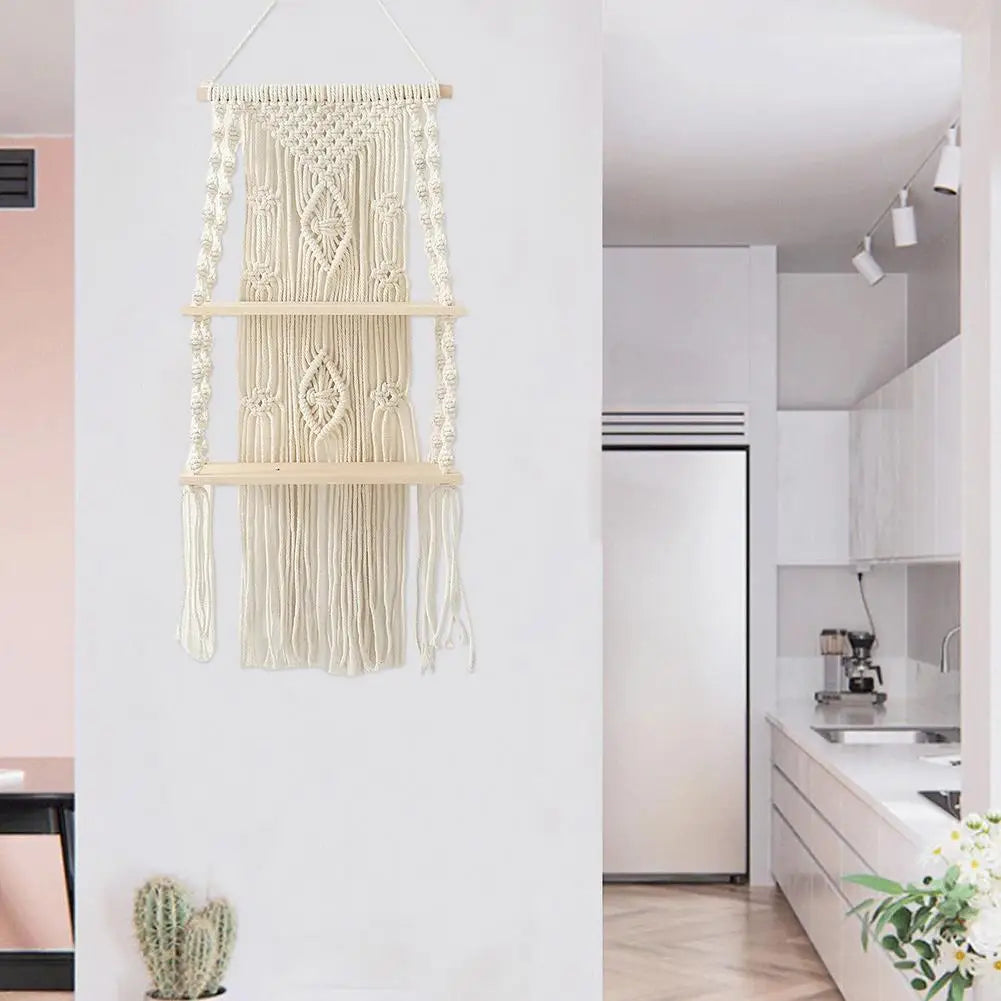Nature's Nook | Boho Wall Shelf | Natural White