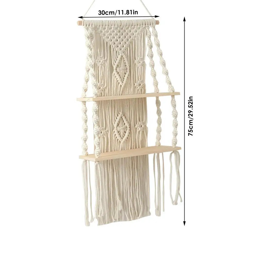Nature's Nook | Boho Wall Shelf | Natural White