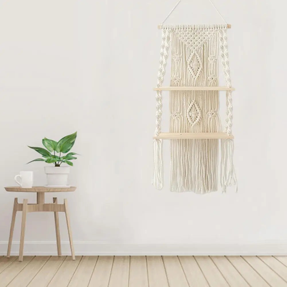 Nature's Nook | Boho Wall Shelf | Natural White