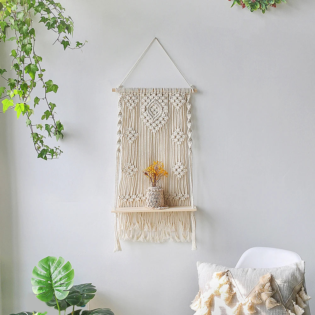 Boho Bloom | Wood Floating Shelf