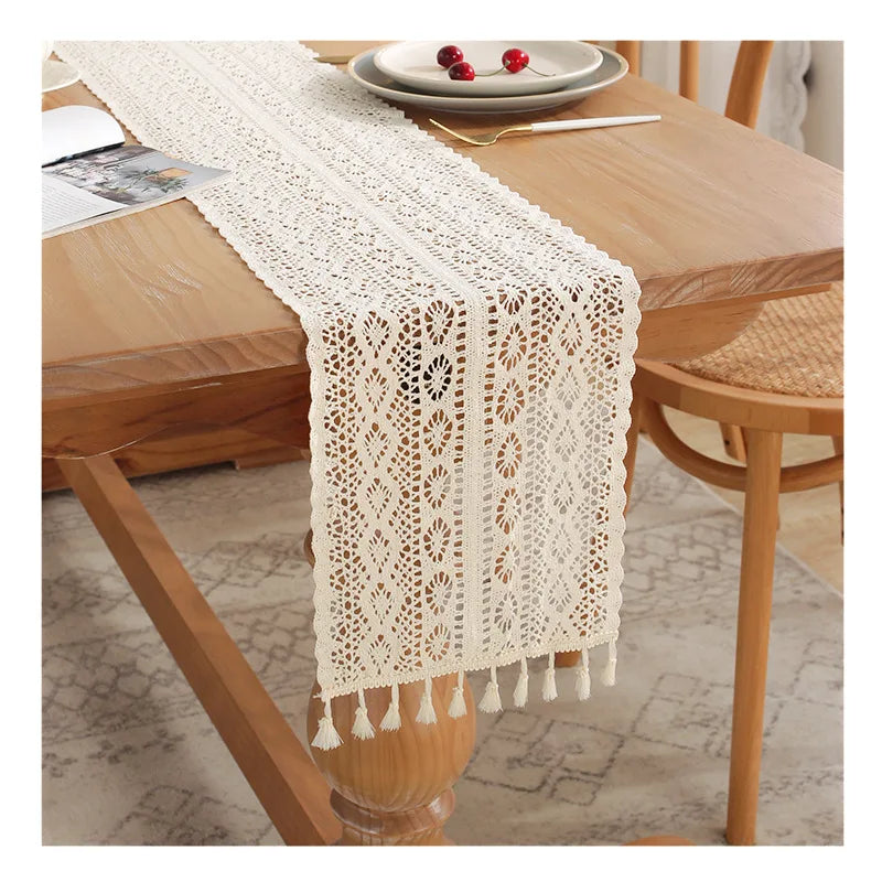 Rustic Reverie | Boho Table Runner | Beige