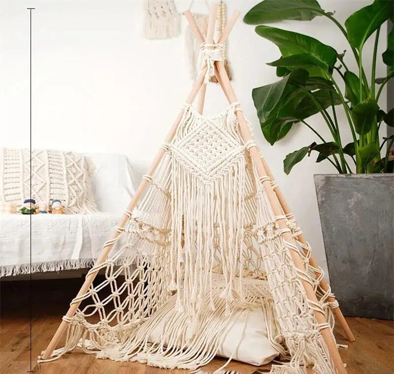 Nordic Wonder | Boho Net Tent Tapestry | Beige