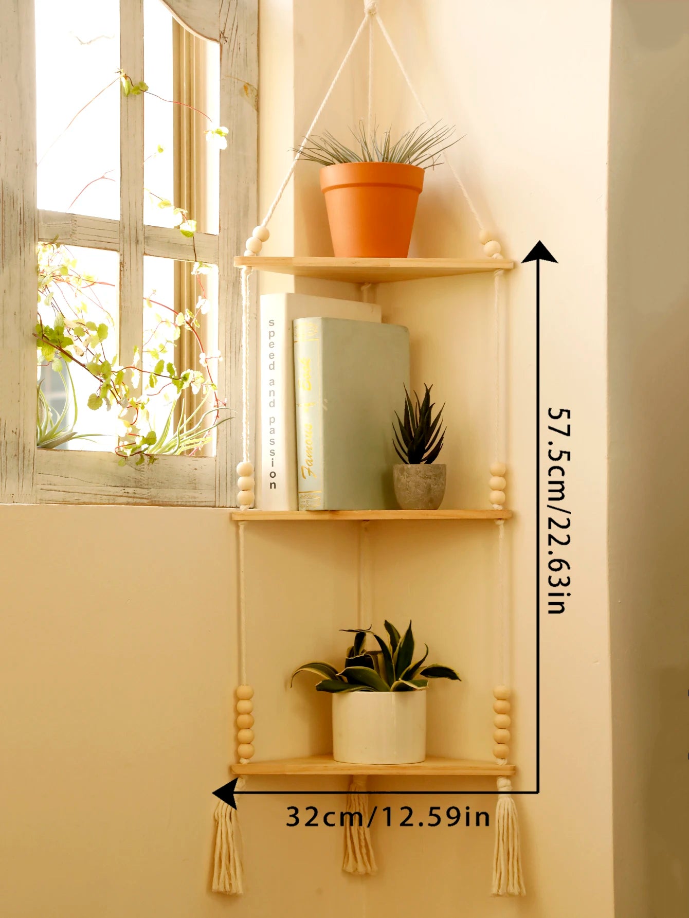 Rustic Rhapsody | Boho Floating Wall Shelf | Natural