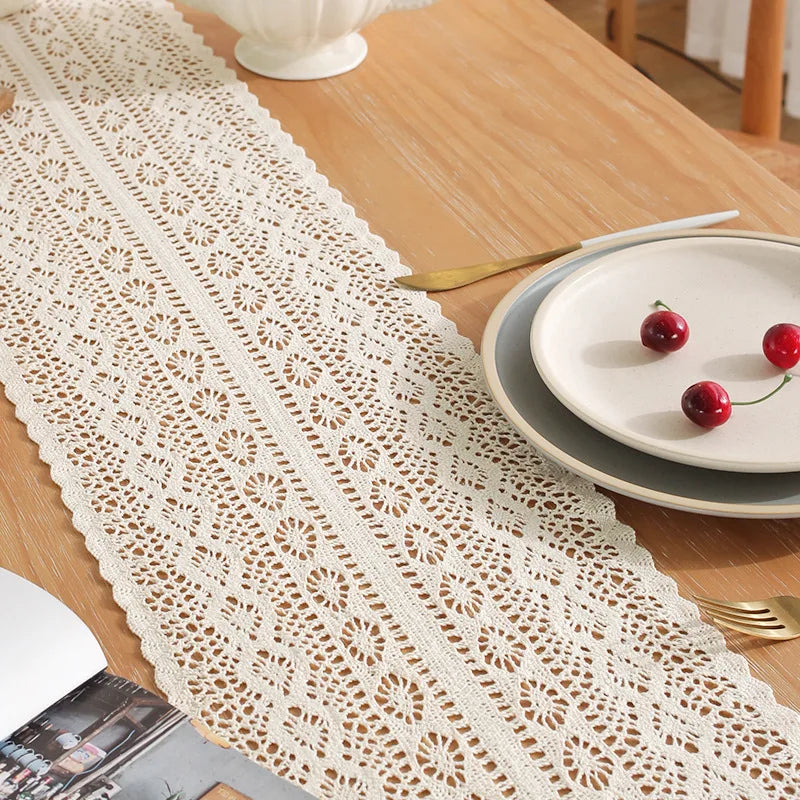 Rustic Reverie | Boho Table Runner | Beige