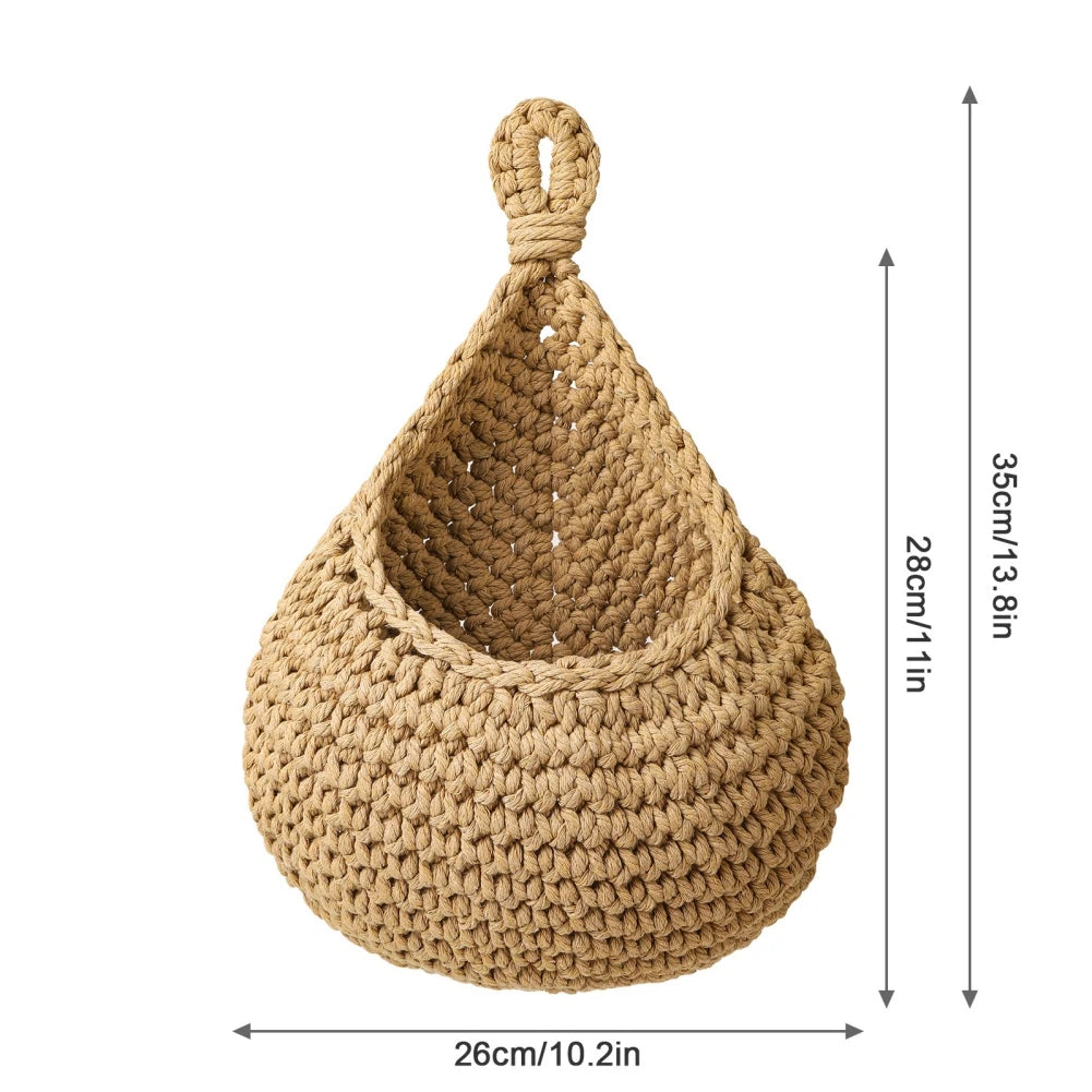 HearthNest | Brown Handwoven Wall Basket Organizer
