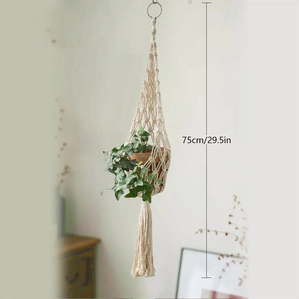 NestiaBloom | Beige Macrame Hanging Planter