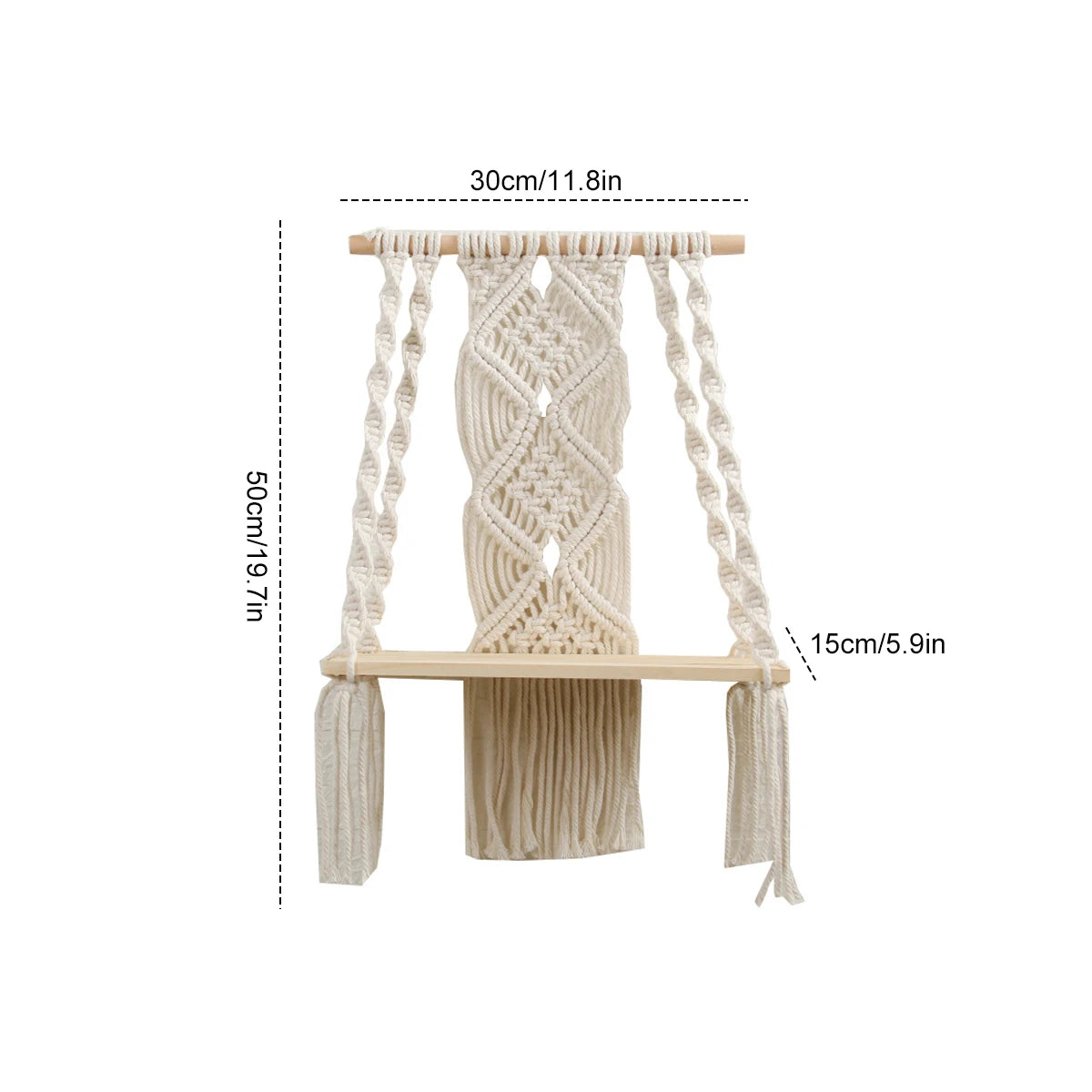 Boho Haven | Floating Wooden Shelf | White
