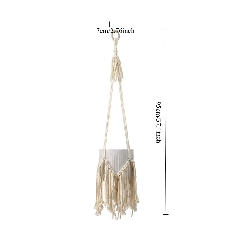 DriftNest | White Boho Hanging Planter Set (3 pcs)