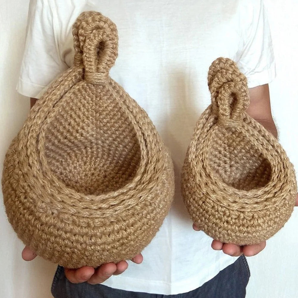 HearthNest | Brown Handwoven Wall Basket Organizer