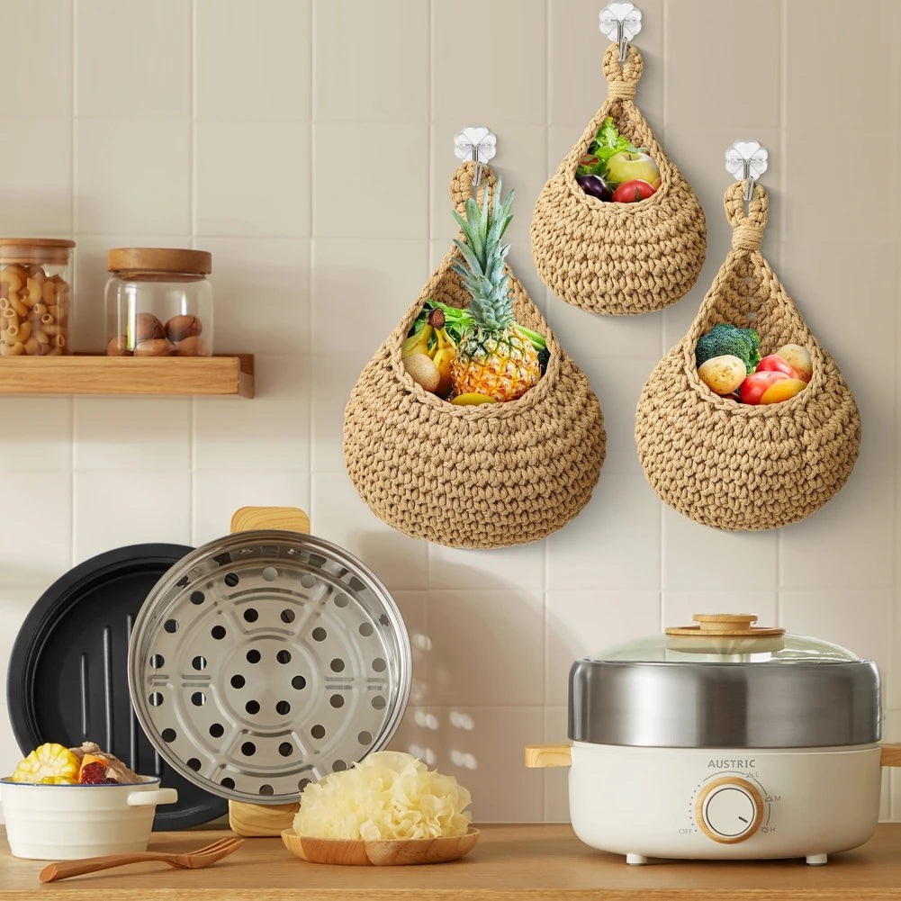 HearthNest | Brown Handwoven Wall Basket Organizer