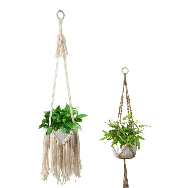 DriftNest | White Boho Hanging Planter Set (3 pcs)