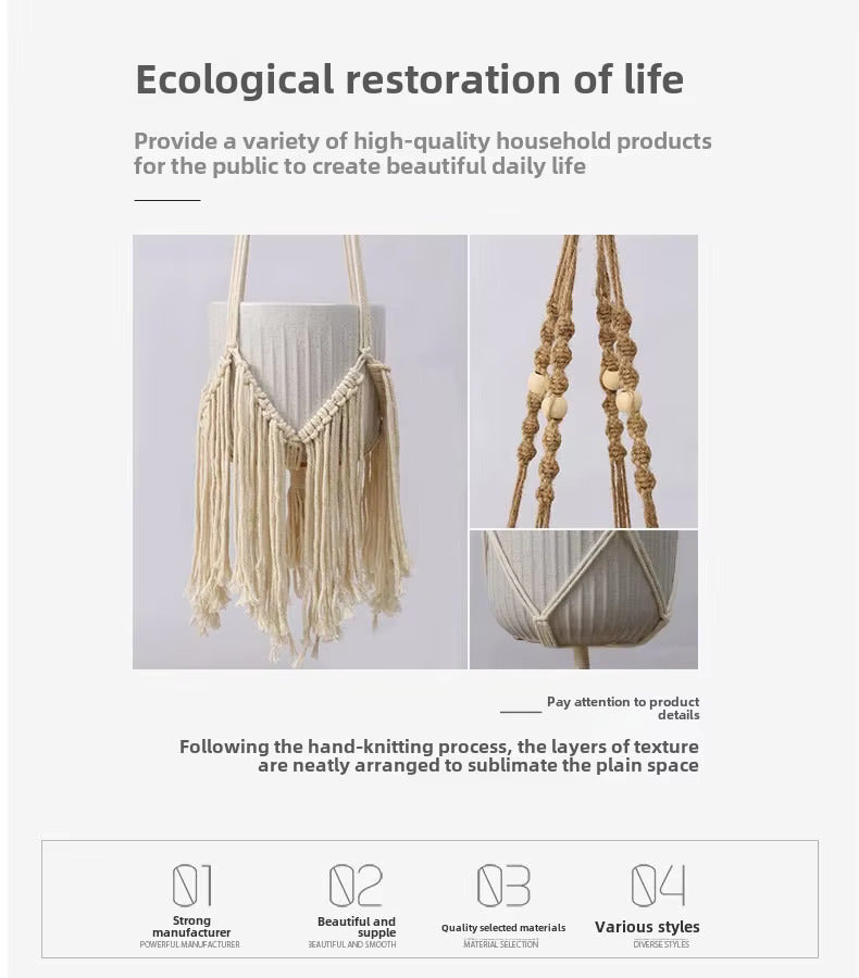 DriftNest | White Boho Hanging Planter Set (3 pcs)