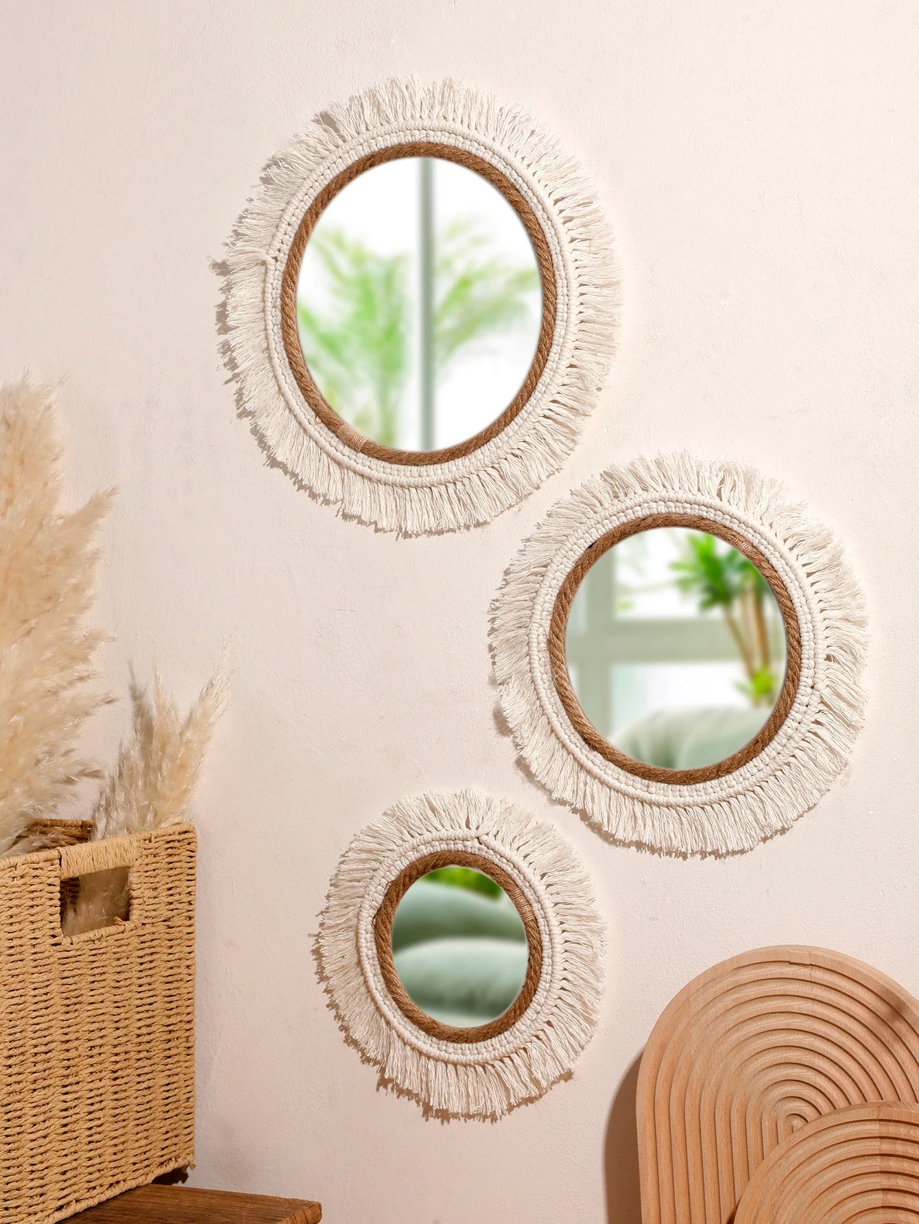 Celestial Reflection | Boho Mirror Wall Hanging