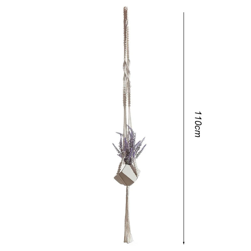 SolNest | Beige Boho Macrame Hanging Planter