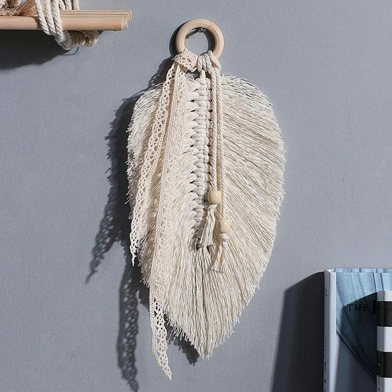 Celestial Feather | White Boho Macrame Wall Decor