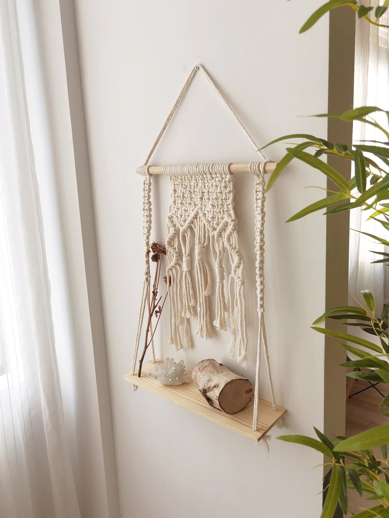 Boho Bloom | Wood Floating Shelf