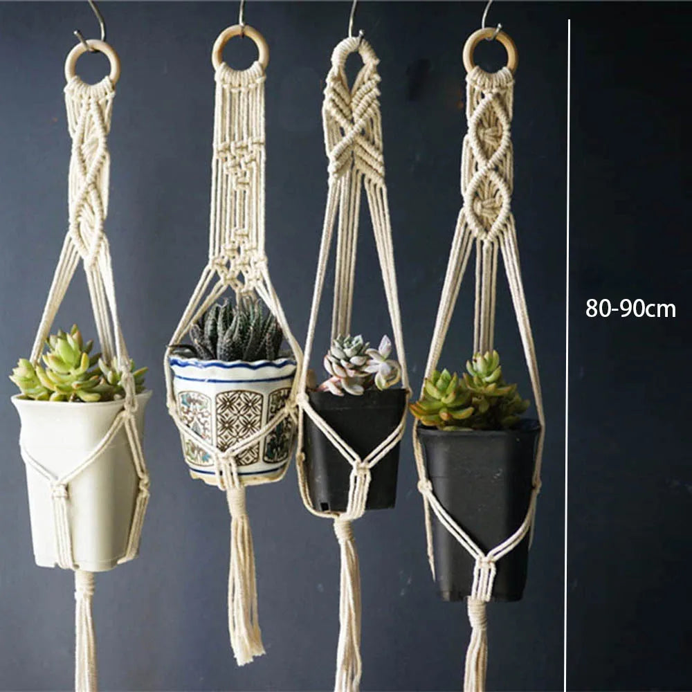 LunaWeave | White Macrame Plant Hanger Set (5 pcs)