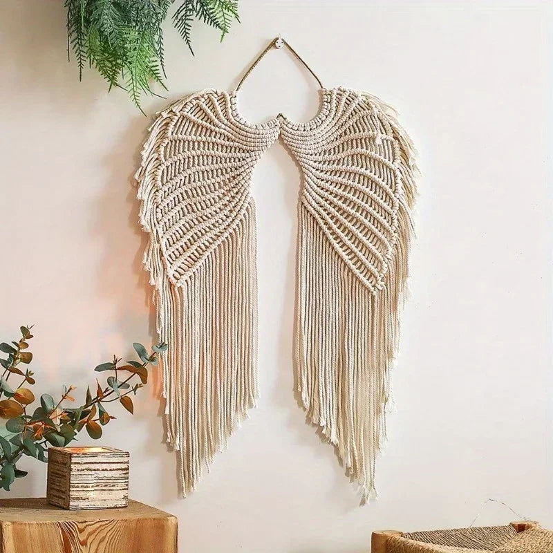 Celestial Harmony | Angel Wing & Moon Wall Tapestry
