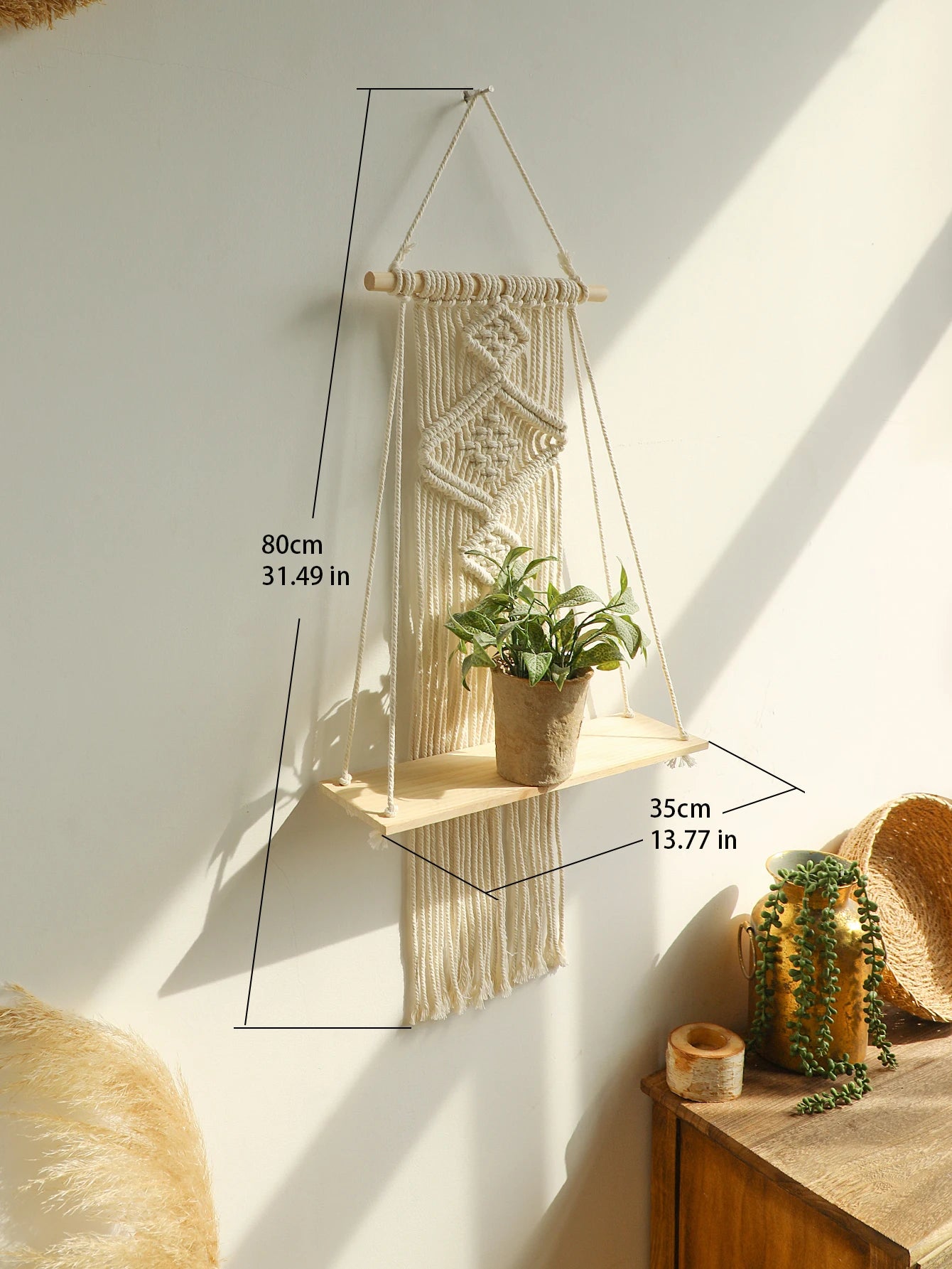 Boho Bloom | Wood Floating Shelf