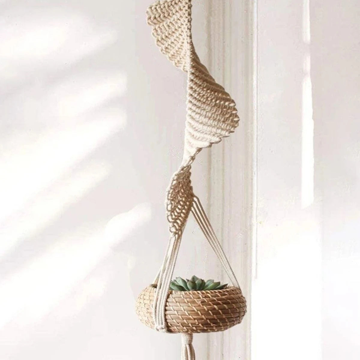 CloudNest | White Macrame Hanging Plant Holder