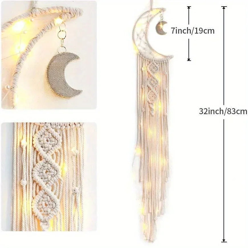 Celestial Harmony | Angel Wing & Moon Wall Tapestry
