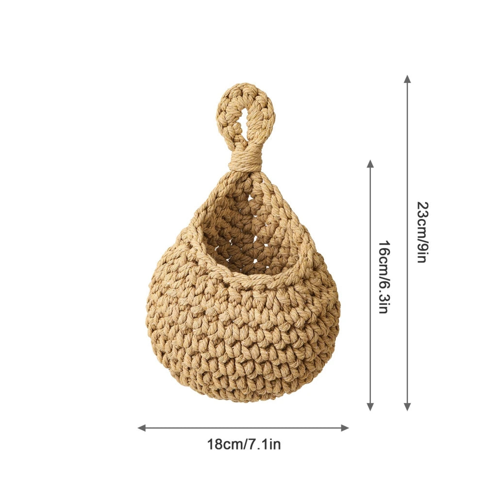 HearthNest | Brown Handwoven Wall Basket Organizer