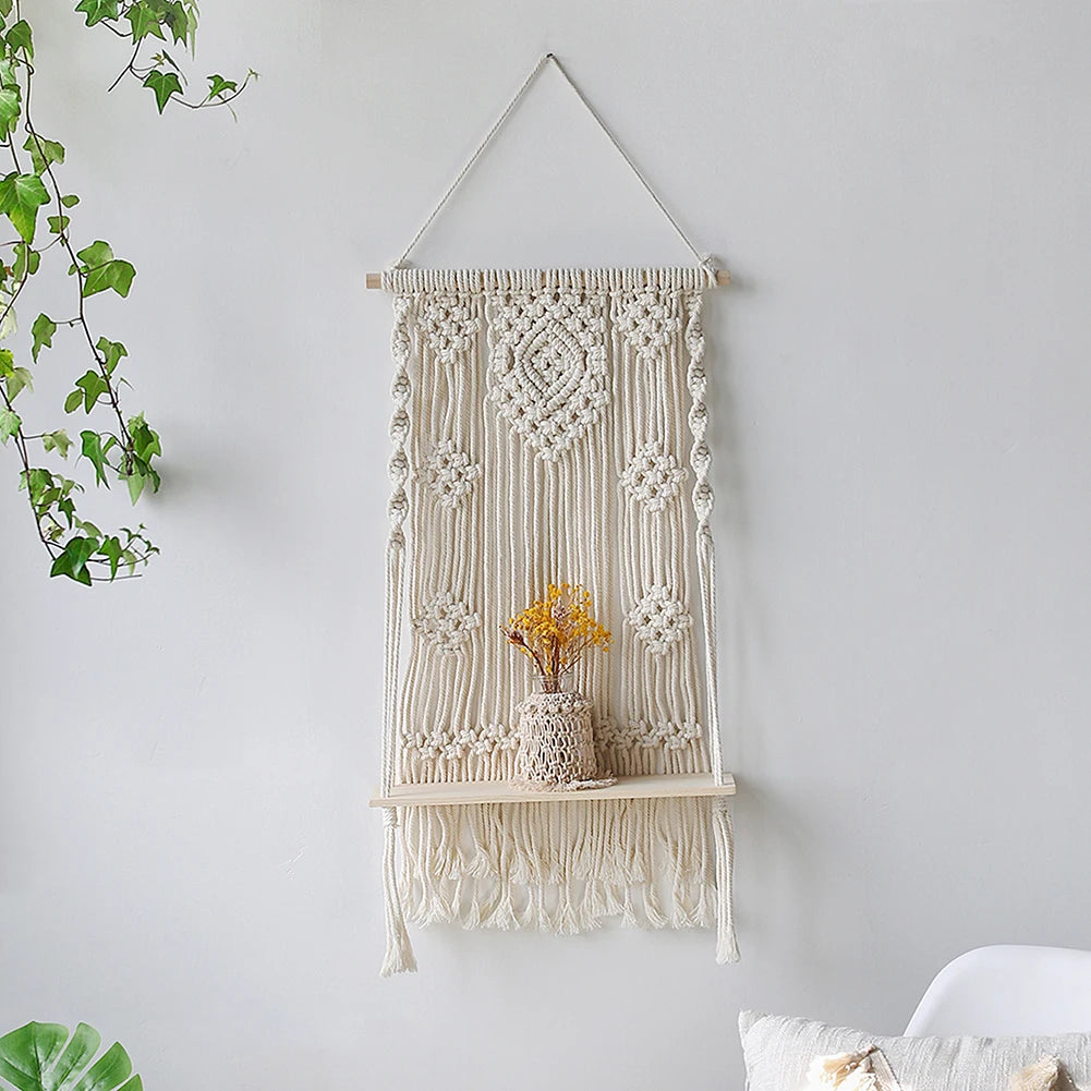 Boho Bloom | Wood Floating Shelf