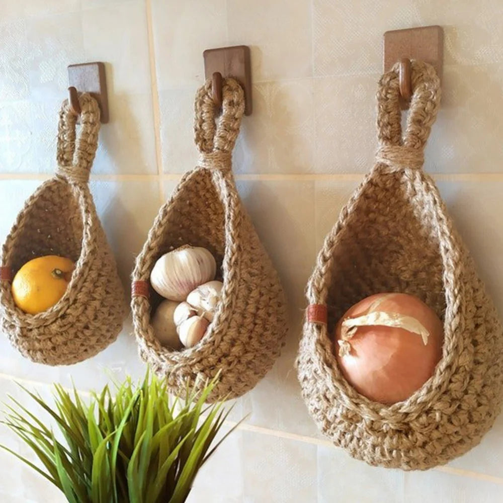 HearthNest | Brown Handwoven Wall Basket Organizer