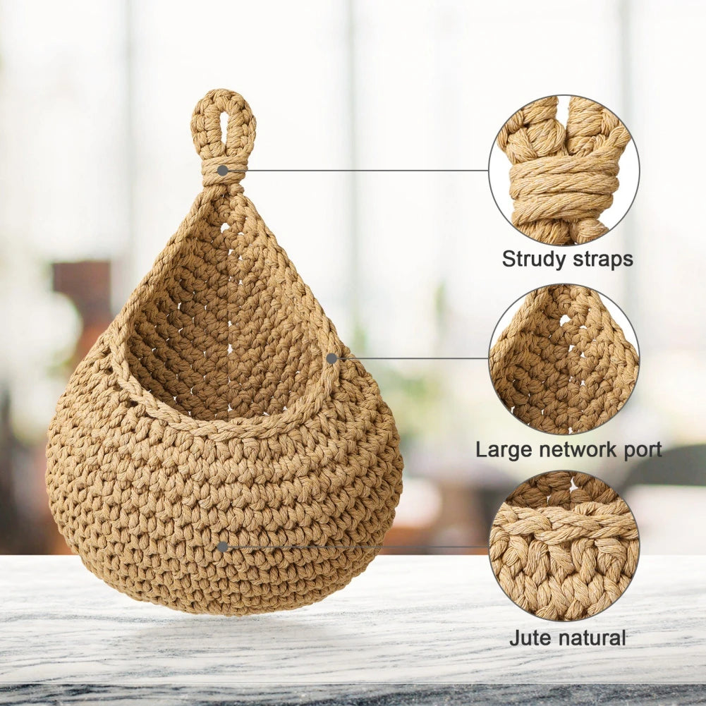 HearthNest | Brown Handwoven Wall Basket Organizer