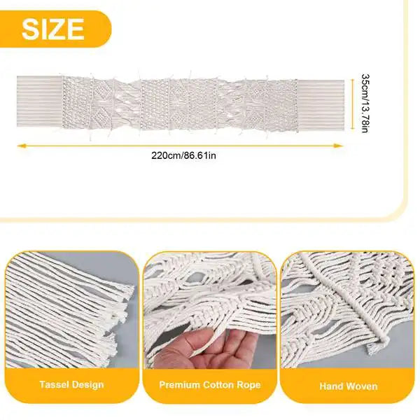 Boho Reverie | Macrame Table Runner | Beige White