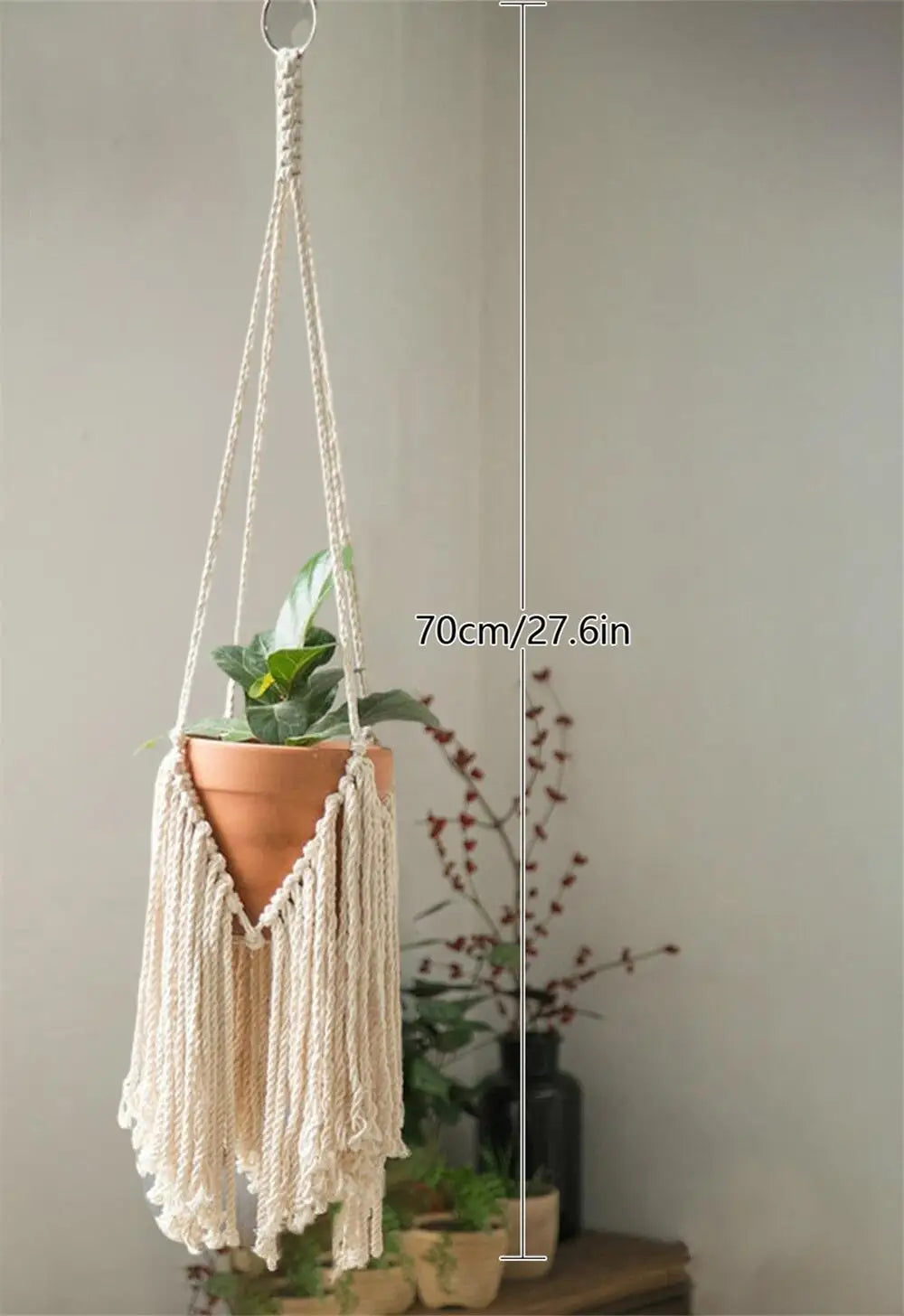 SolNest | Beige Boho Macrame Hanging Planter