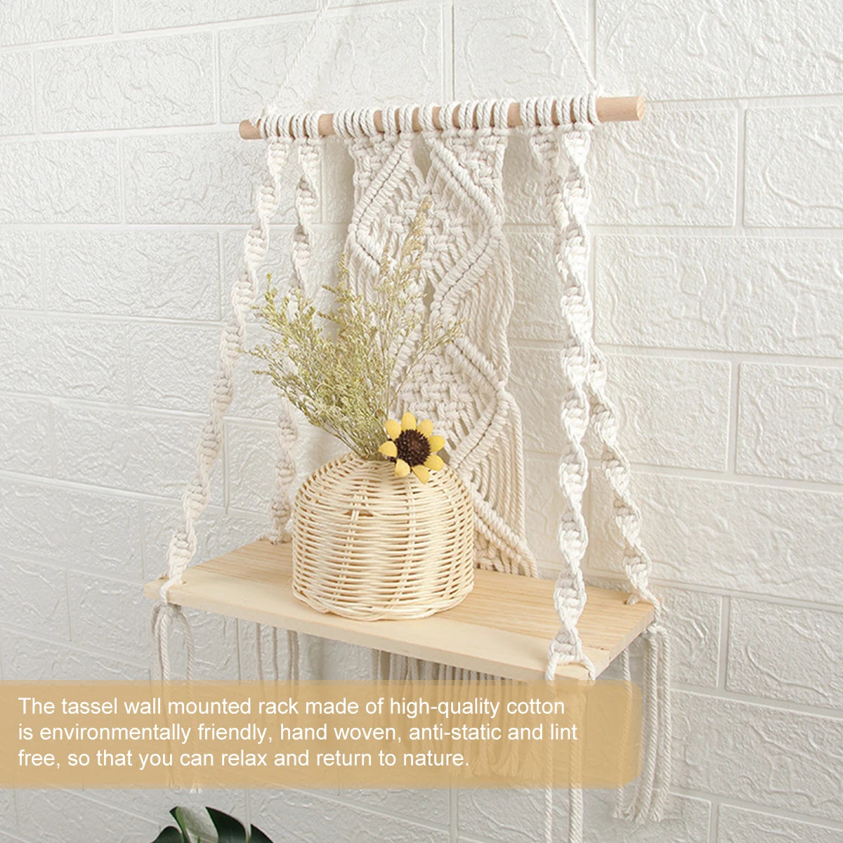Boho Haven | Floating Wooden Shelf | White