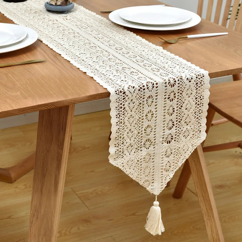 Rustic Reverie | Boho Table Runner | Beige