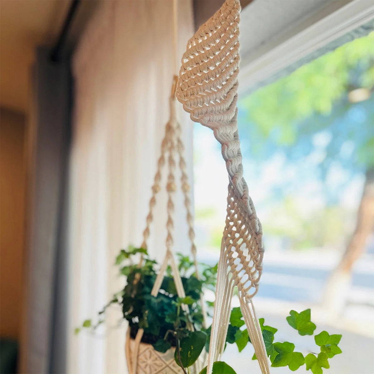 CloudNest | White Macrame Hanging Plant Holder