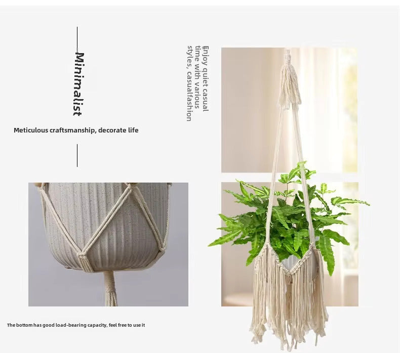 DriftNest | White Boho Hanging Planter Set (3 pcs)
