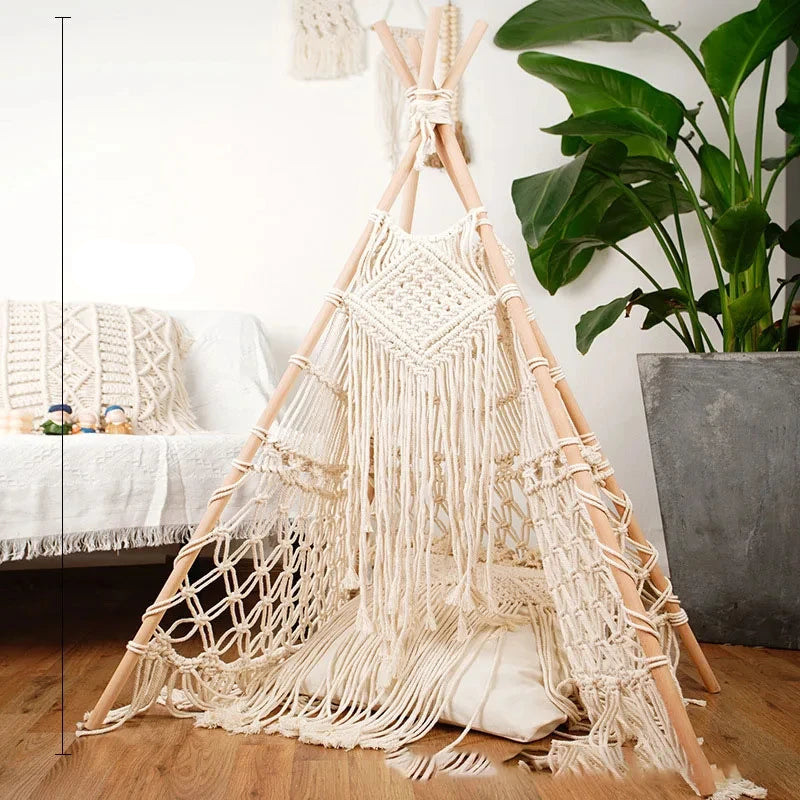 Nordic Wonder | Boho Net Tent Tapestry | Beige