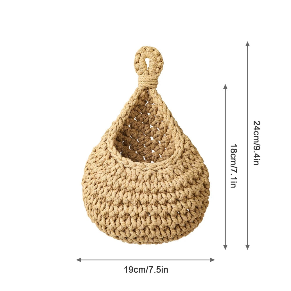 HearthNest | Brown Handwoven Wall Basket Organizer