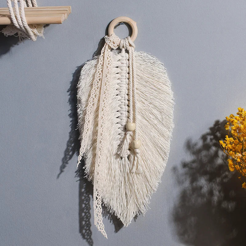 Celestial Feather | White Boho Macrame Wall Decor