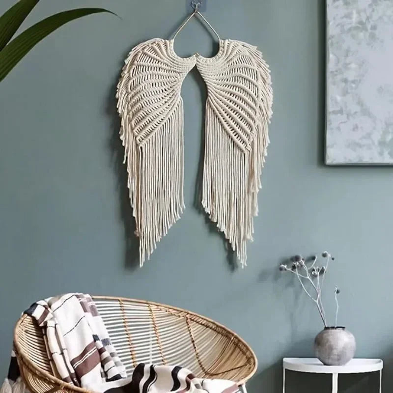 Celestial Harmony | Angel Wing & Moon Wall Tapestry