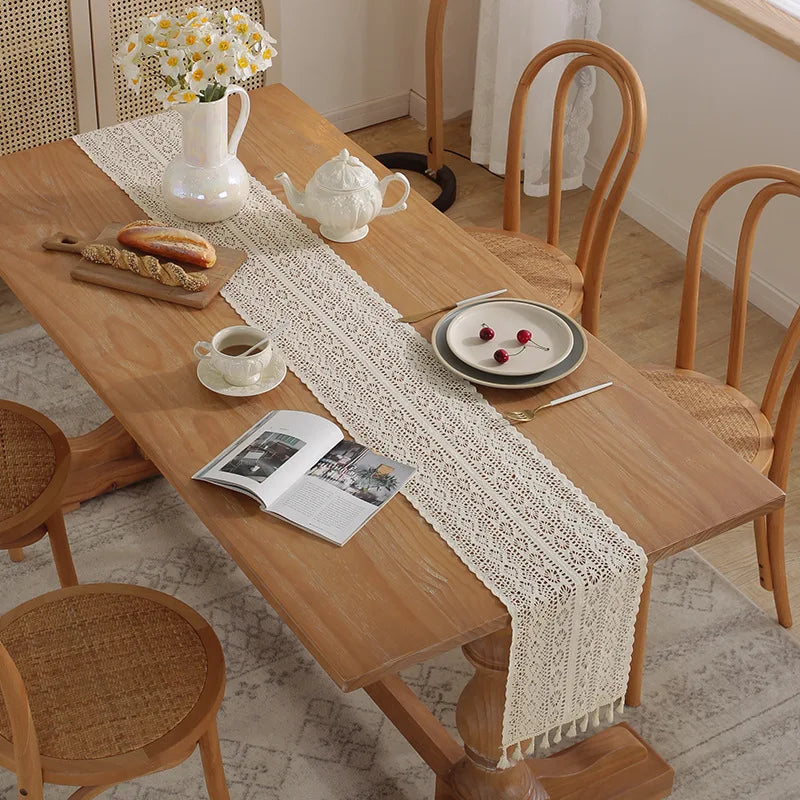 Rustic Reverie | Boho Table Runner | Beige