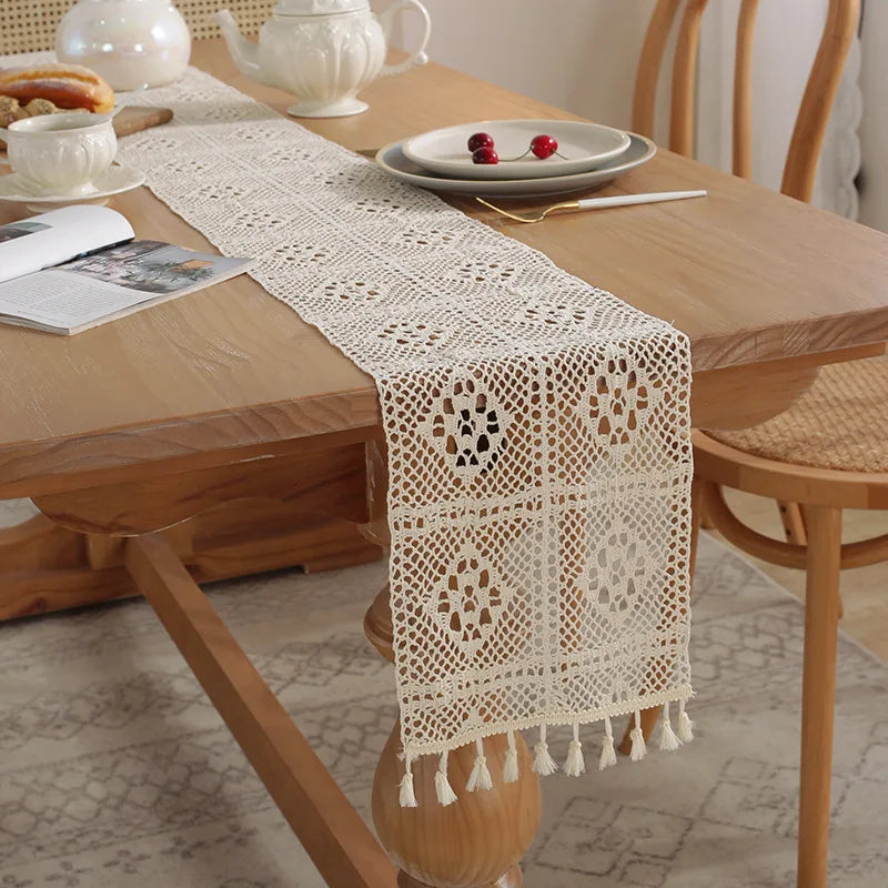 Rustic Reverie | Boho Table Runner | Beige