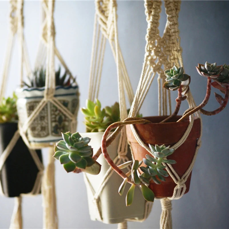 LunaWeave | White Macrame Plant Hanger Set (5 pcs)