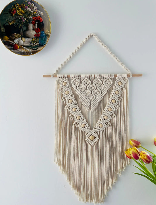 Celestial Aura | White Macrame Wall Hanging