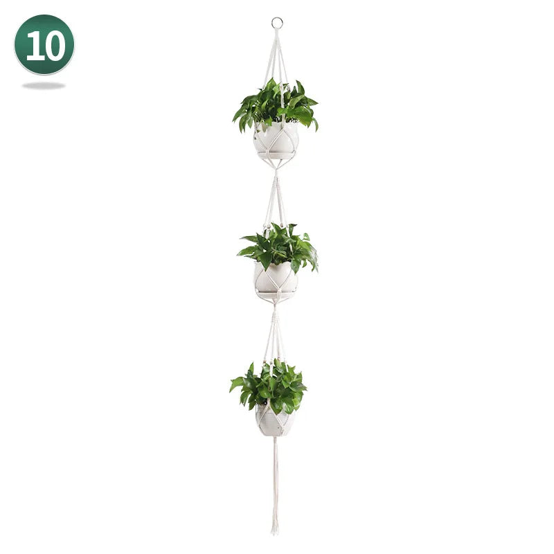 AeriNest | White Macrame Hanging Basket