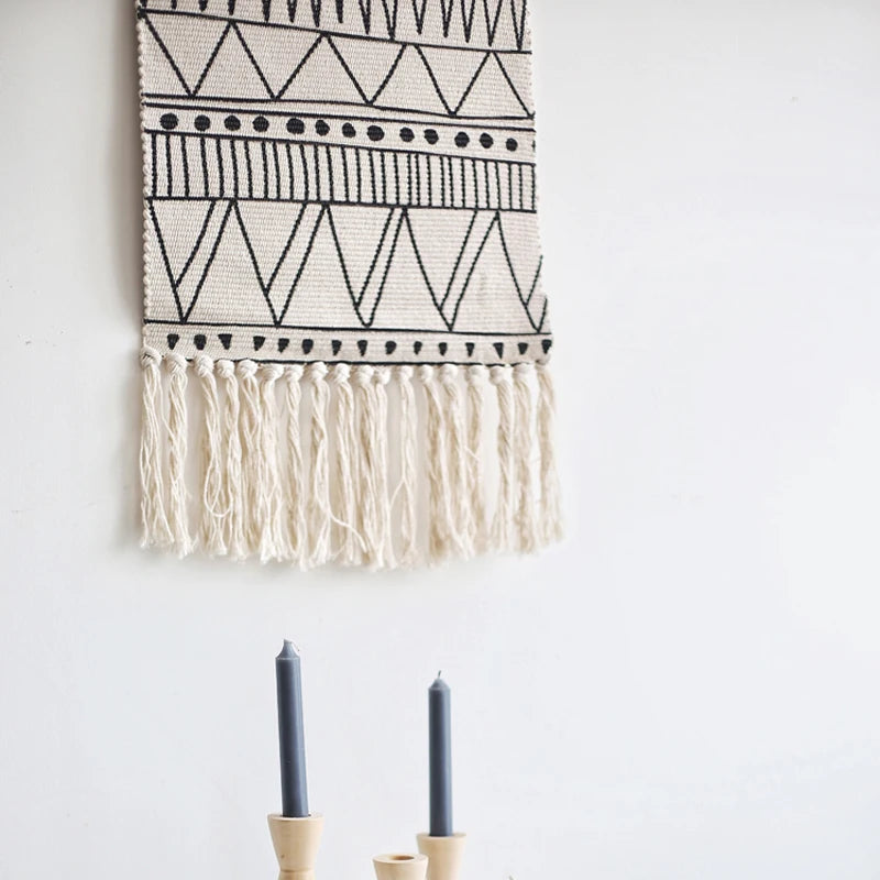 Moroccan Muse | Black & White Boho Tapestry