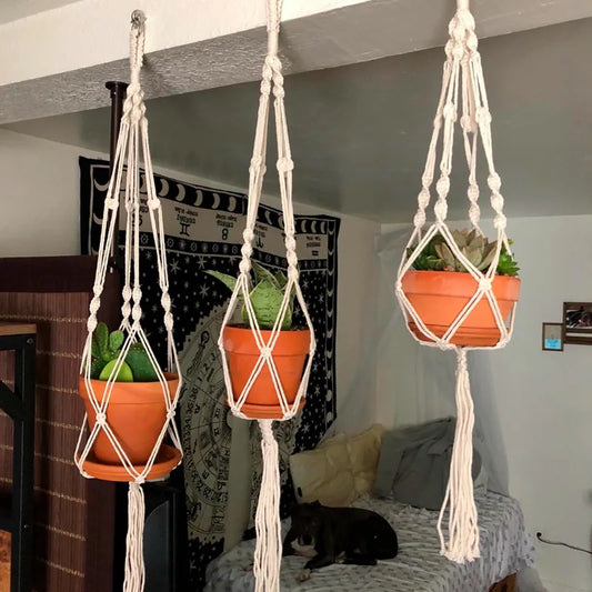 LunaNest | White Boho Plant Hanger