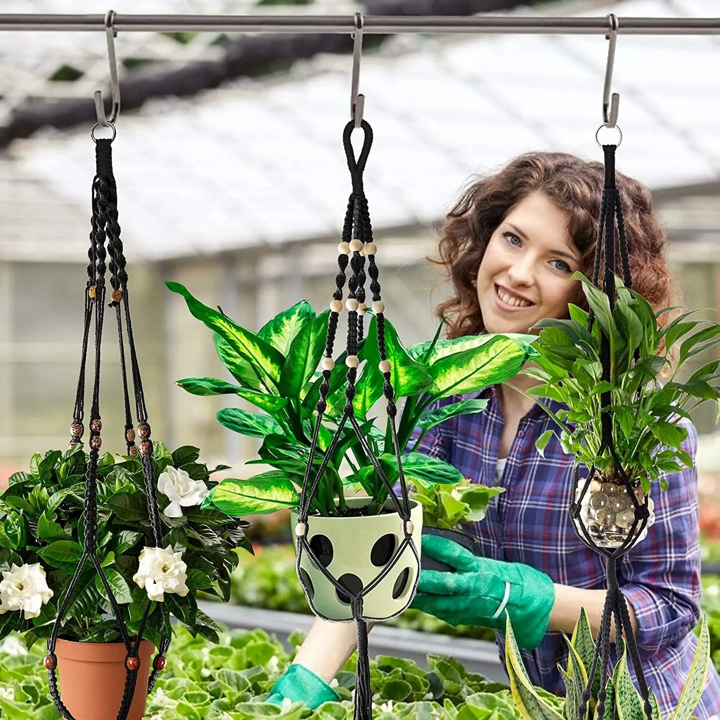 ShadowNest | Black Macrame Plant Hanger